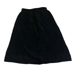 Vintage 1990’s Oscar de la Renta Velour Skirt in Black Midi Winter Velvet Size 8